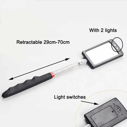 Car 360° Inspection Mirror LED Light Telescoping Mirrors Extend Mechanic Tools Inspection Mirror Telescopic Handle Repairing Too