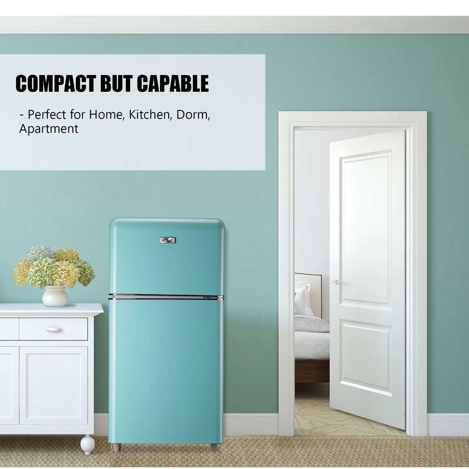 Compact Refrigerator  3.2 Cu.Ft 2 Door Mini Refrigerator Adjustable Glass Shelves Refrigerator Removable Shelves