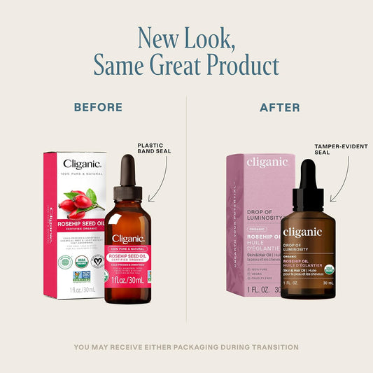 Organic Rosehip Seed Oil for Face, 100% Pure | Natural Cold Pressed Unrefined Non-Gmo | Carrier Oil for Skin, Hair & Nails (Packaging May Vary)