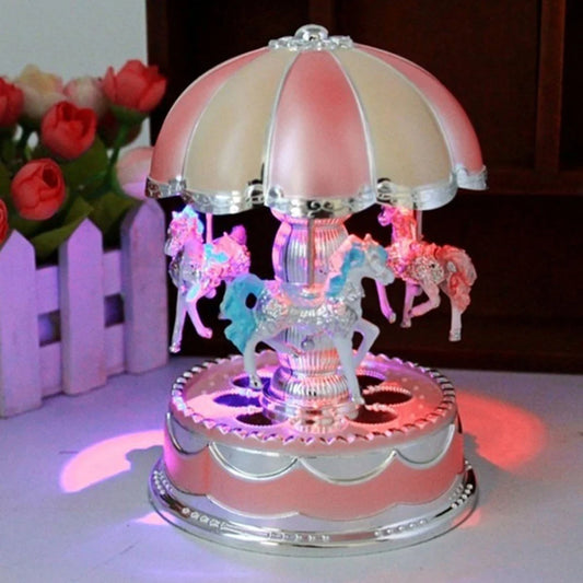Wholesale Kids Girls LED Carousel Light Music Box Birthday Gift Musical Toy