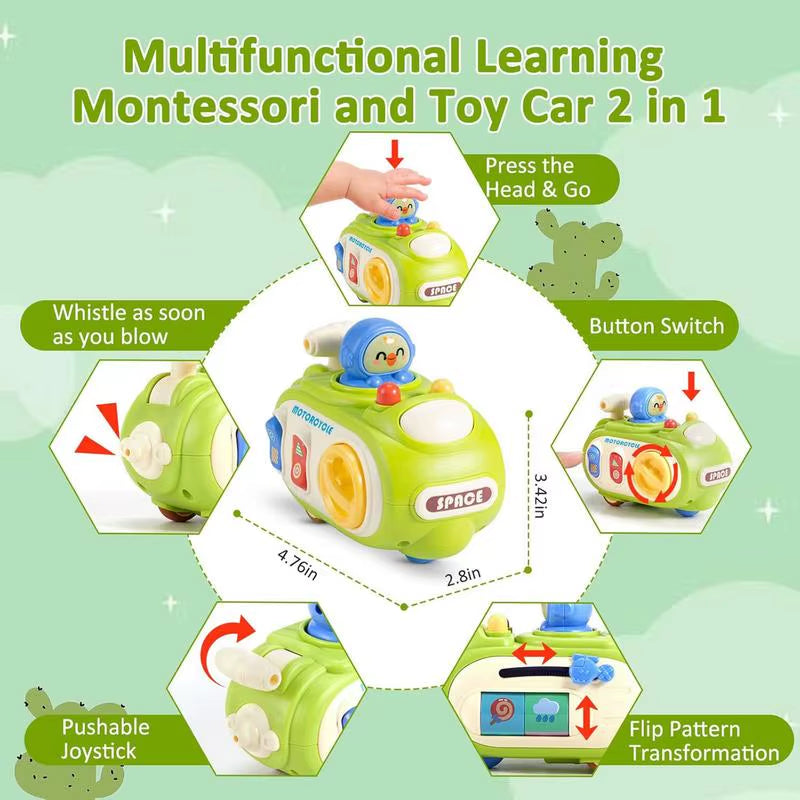 Press and Go Toy for Kids Sensory Press Start Vehicle Playful Toy Car Busy Activity Cube Early Education Tool for Fine Motor
