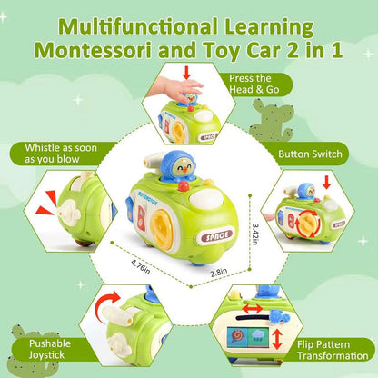 Press and Go Toy for Kids Sensory Press Start Vehicle Playful Toy Car Busy Activity Cube Early Education Tool for Fine Motor