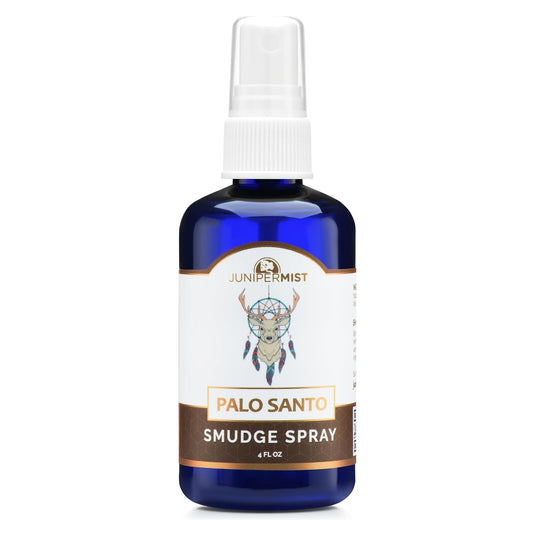Palo Santo and Sage Smudge Spray (4 Fl Oz) - for Cleansing Negative Energy - Sage Spray Alternative to Smudge Sticks - Sustainably Made in USA with Pure Essential Oils and Real Crystals