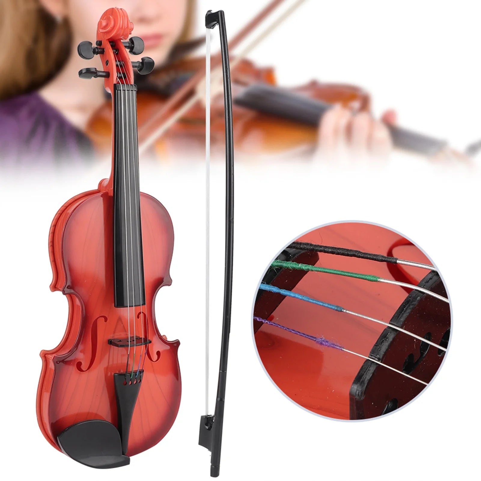 Music Toy, Violin Toy, Simulated Kid Acoustic Violin Toy Acoustic Violin Toy for Children Violin Beginners Light Brown