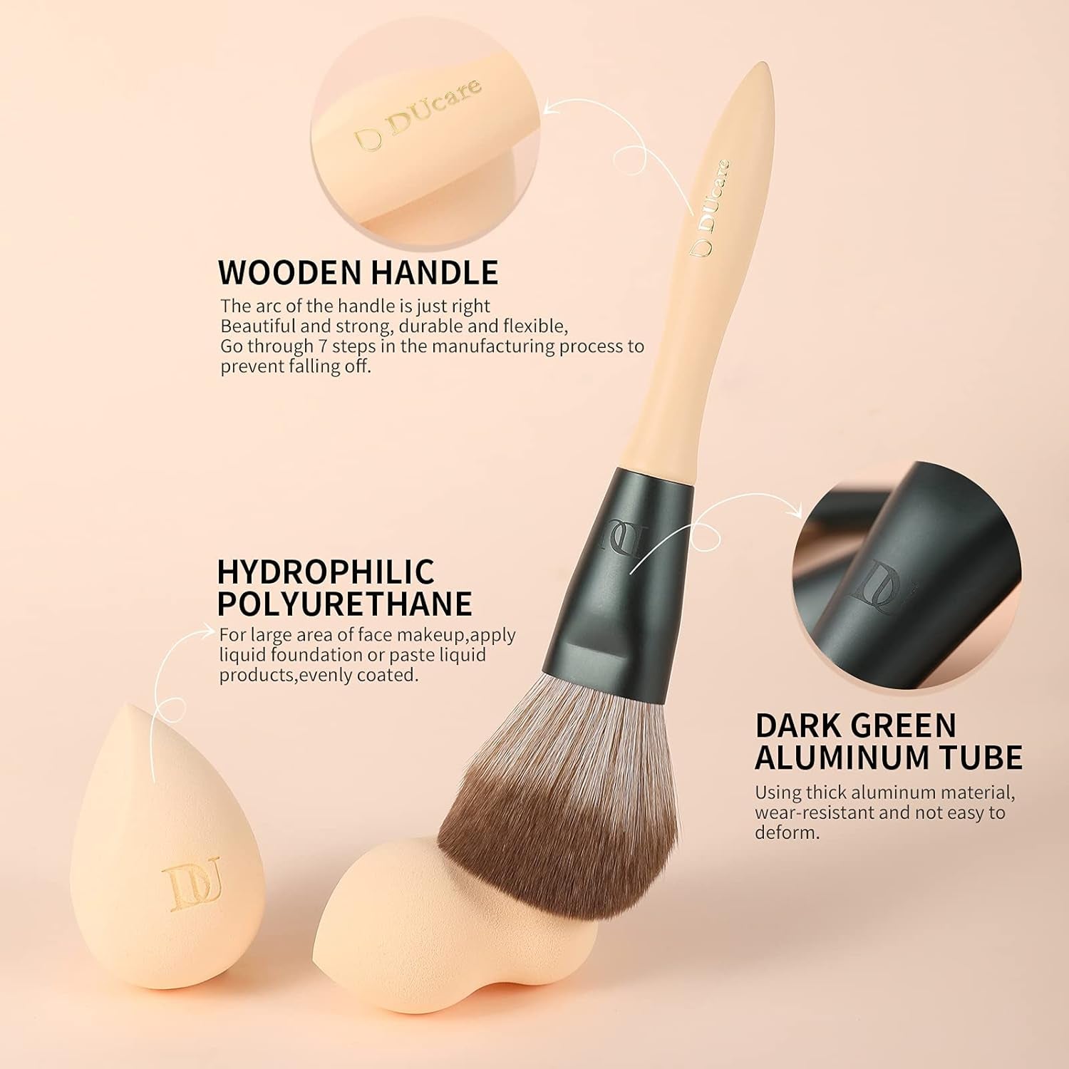 Makeup Brushes 14Pcs with 3Pcs Makeup Spong & Cosmetic Bag - Lime Mojito Series Christmas Gifts Professional Kabuki Foundation Blending Brush Face Powder Blush Concealers Eye Shadows