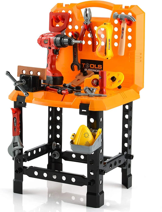 Young Choi'S Toy Tool, 100 Pieces Kids Construction Toy Power Workbench for Toddlers Kids Power Tool Bench Construction Set with Tools and Electric Drill Boys Toy Shop Tools for Boys 100 P