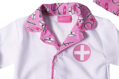 Kids Doctor Coat & Mask for Kids Doctor Costume | Kids Doctor Coat | Pink and White - for Ages 2-10