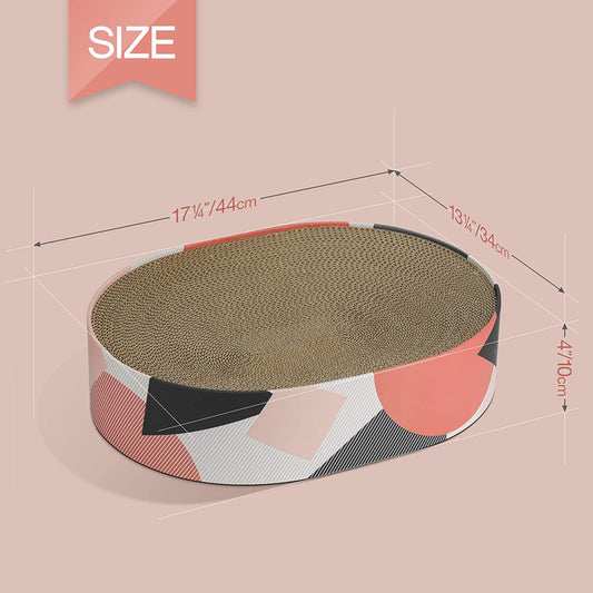 Cat Scratcher Cardboard Bed Lounge Couch for Indoor Cats Oval Shape 17"X13", Kitty Cat Scratching Pad Recycle Corrugate Scratcher Long Lasting Furniture