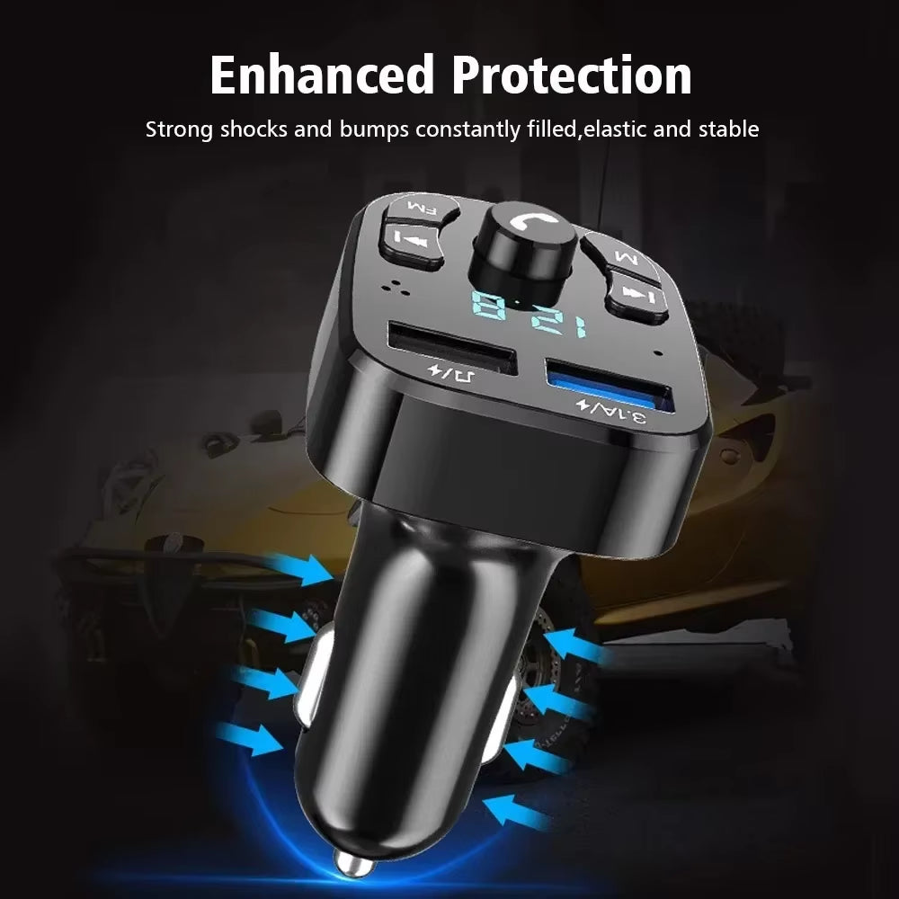 Fast Charger Car Mp3 Dual Usb Player Fm Bluetooth Receiver Bluetooth Compatible 5.0 Fm Transmitter Usb Flash Drive Plug Car Kit