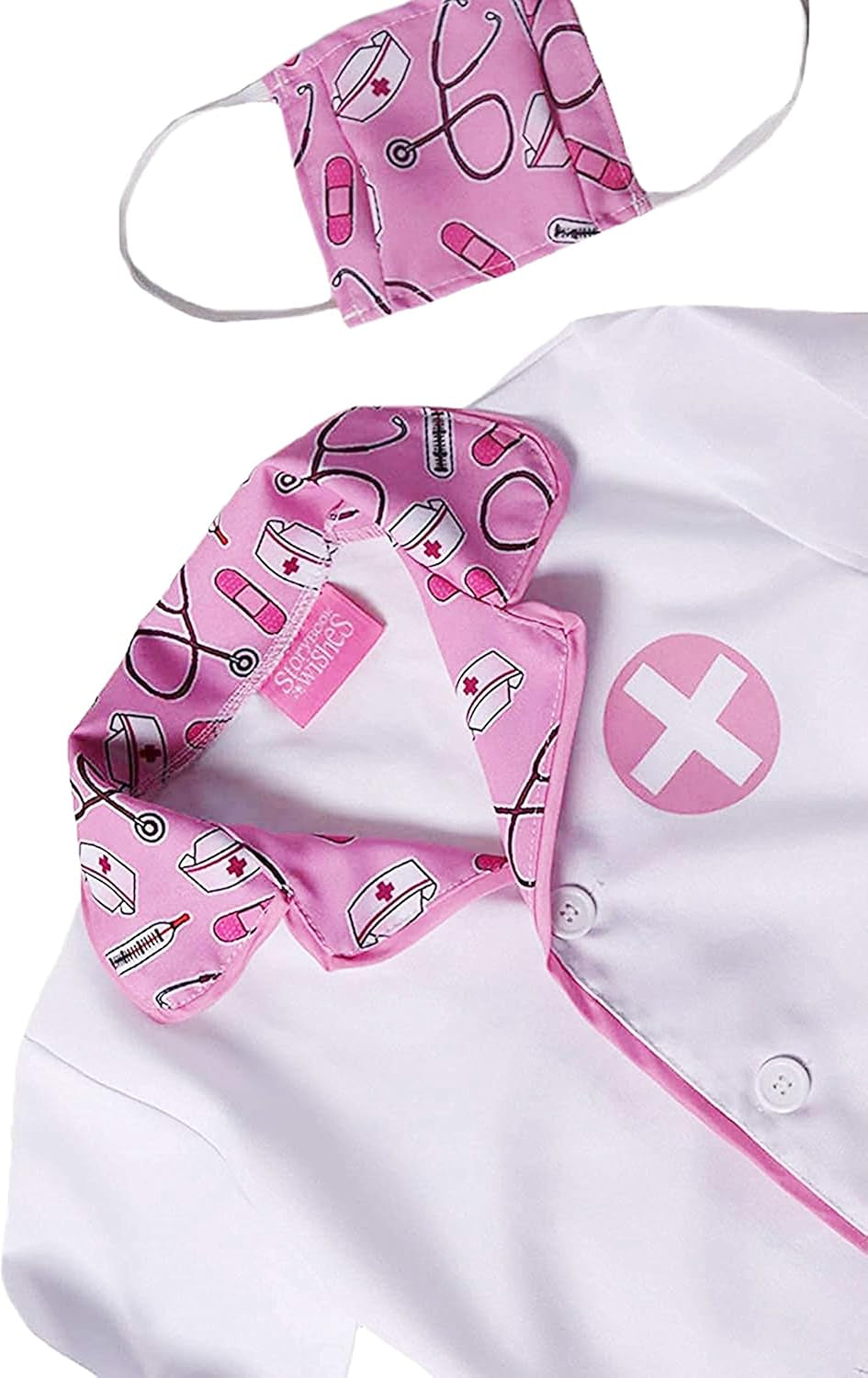 Kids Doctor Coat & Mask for Kids Doctor Costume | Kids Doctor Coat | Pink and White - for Ages 2-10
