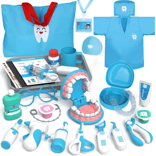 Doctor Kit for Kids, Doctor Playset, Pretend Doctor Kit Dentist Medical Kit with Electronic Stethoscope