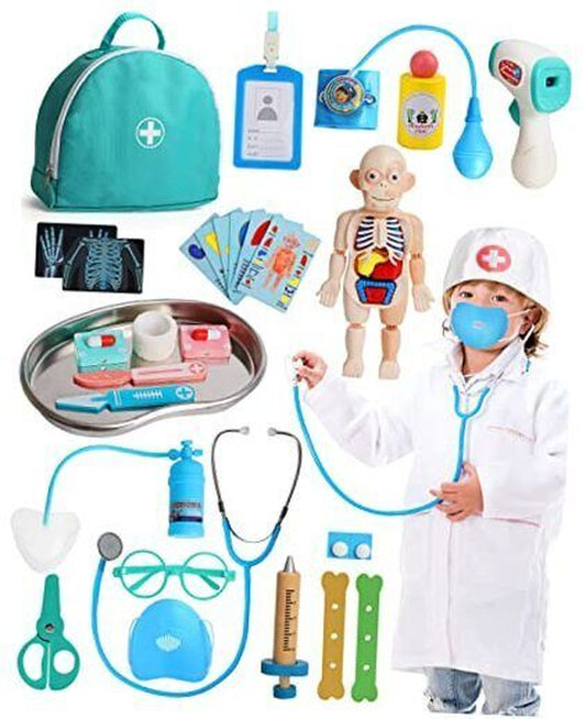 Doctor Kit for Kids Realistic, Kids Doctor Kit Wooden, Pretend Doctor Playset