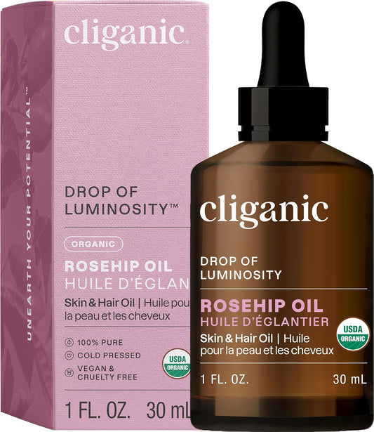 Organic Rosehip Seed Oil for Face, 100% Pure | Natural Cold Pressed Unrefined Non-Gmo | Carrier Oil for Skin, Hair & Nails (Packaging May Vary)