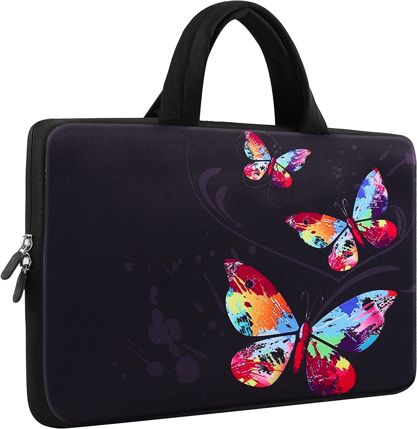 11.6 12 12.1 12.2 Inch Laptop Carrying Case - Protective Notebook/Netbook Sleeve Bag Pouch - Travel Briefcase with Handle (Colorful Butterflies