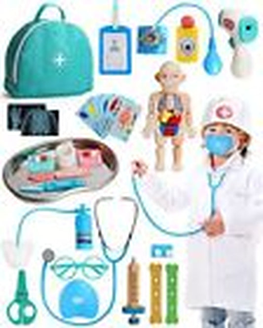 Doctor Kit for Kids Realistic, Kids Doctor Kit Wooden, Pretend Doctor Playset
