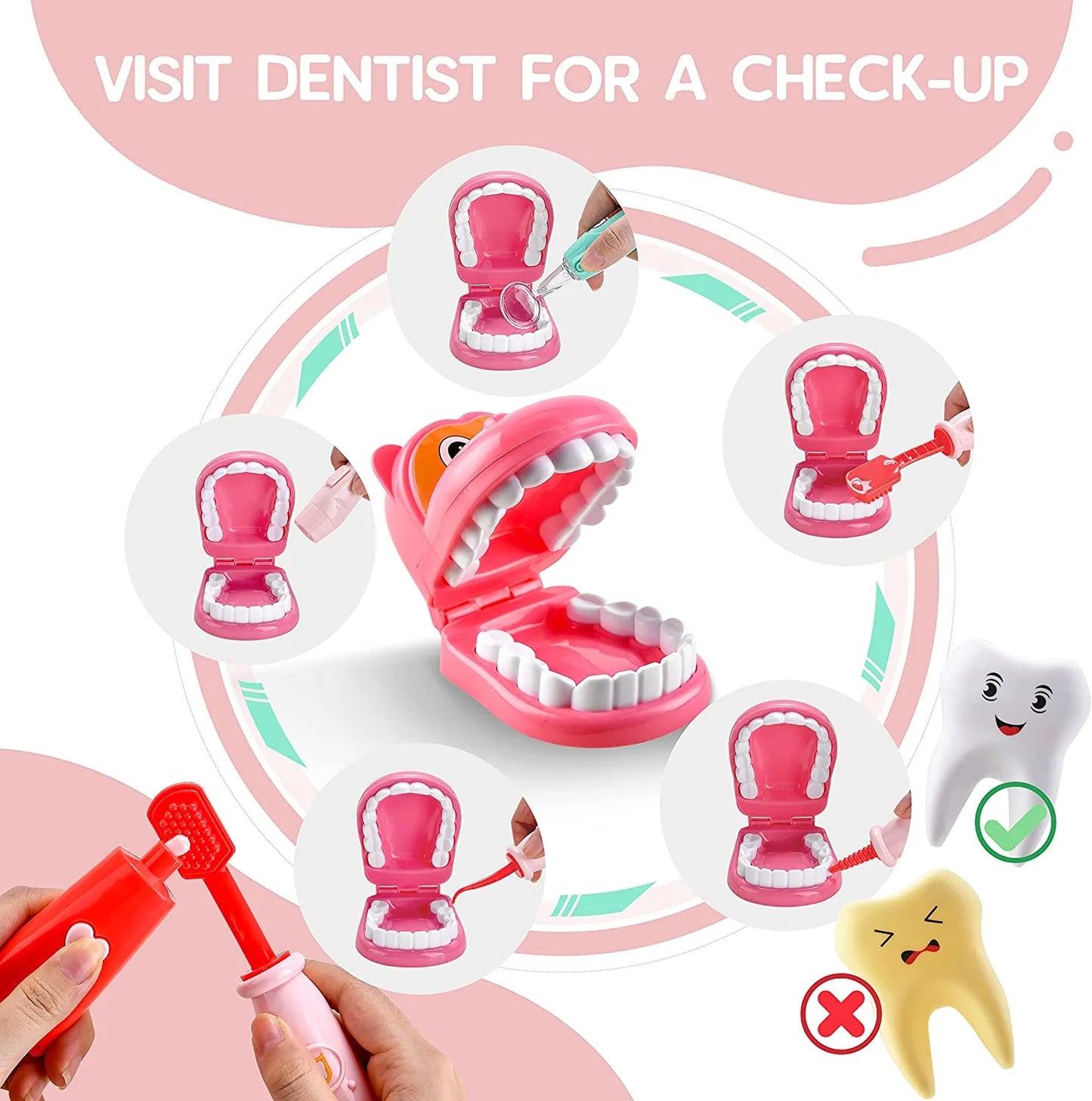 Dentist Kit Medical Toy Set with Doctor Case, Doctor Kit Play Set for Kids Age 3+