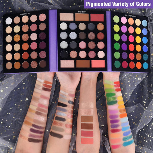 Eyeshadow Palette with 15Pcs Brushes Makeup Set, Pigmented 86 Colors Make up Sets Valentine'S Gift, Matte Shimmer Glitter Eye Shadow Pallet Highlighter Contour Blush Powder Brush Beauty Kit