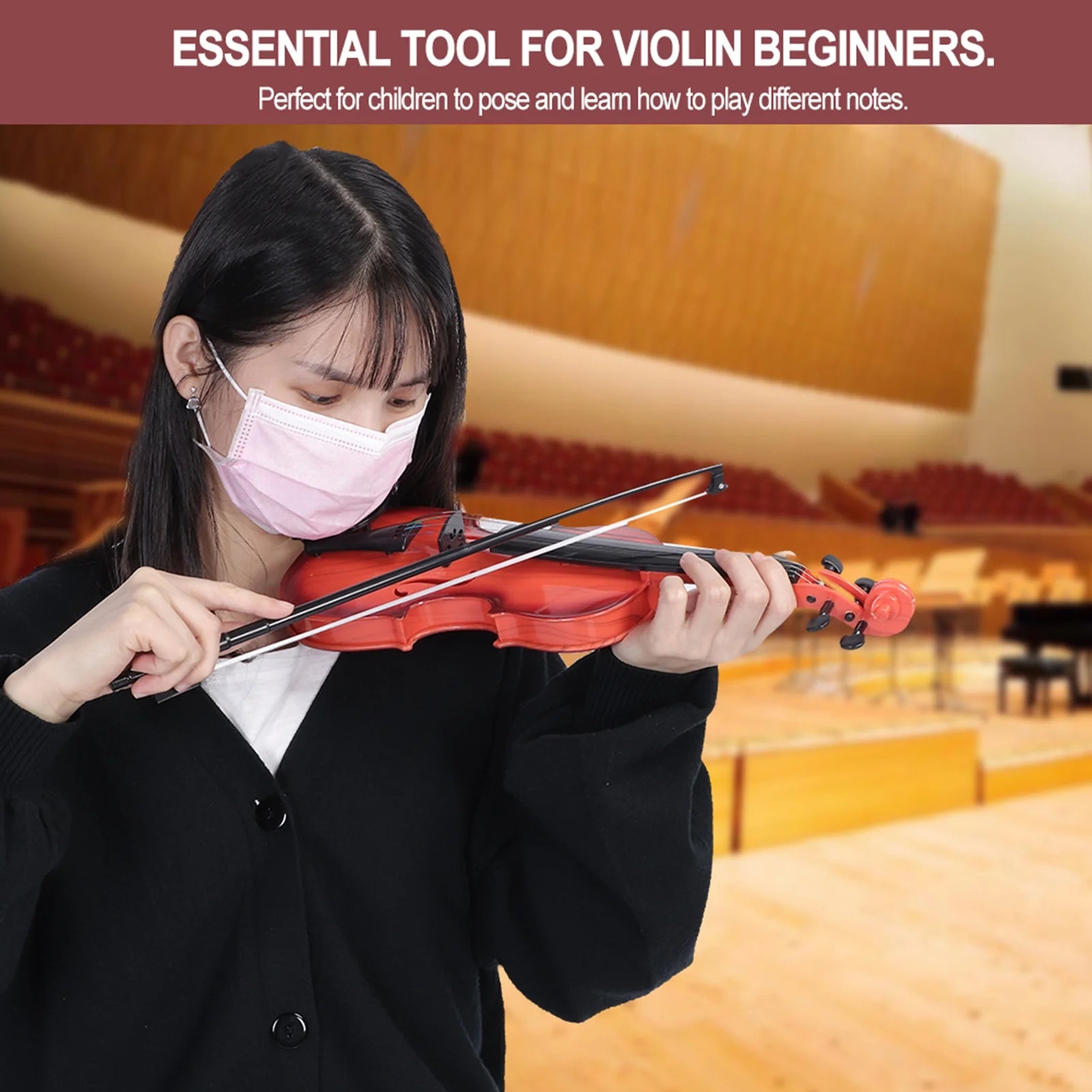 Music Toy, Violin Toy, Simulated Kid Acoustic Violin Toy Acoustic Violin Toy for Children Violin Beginners Light Brown