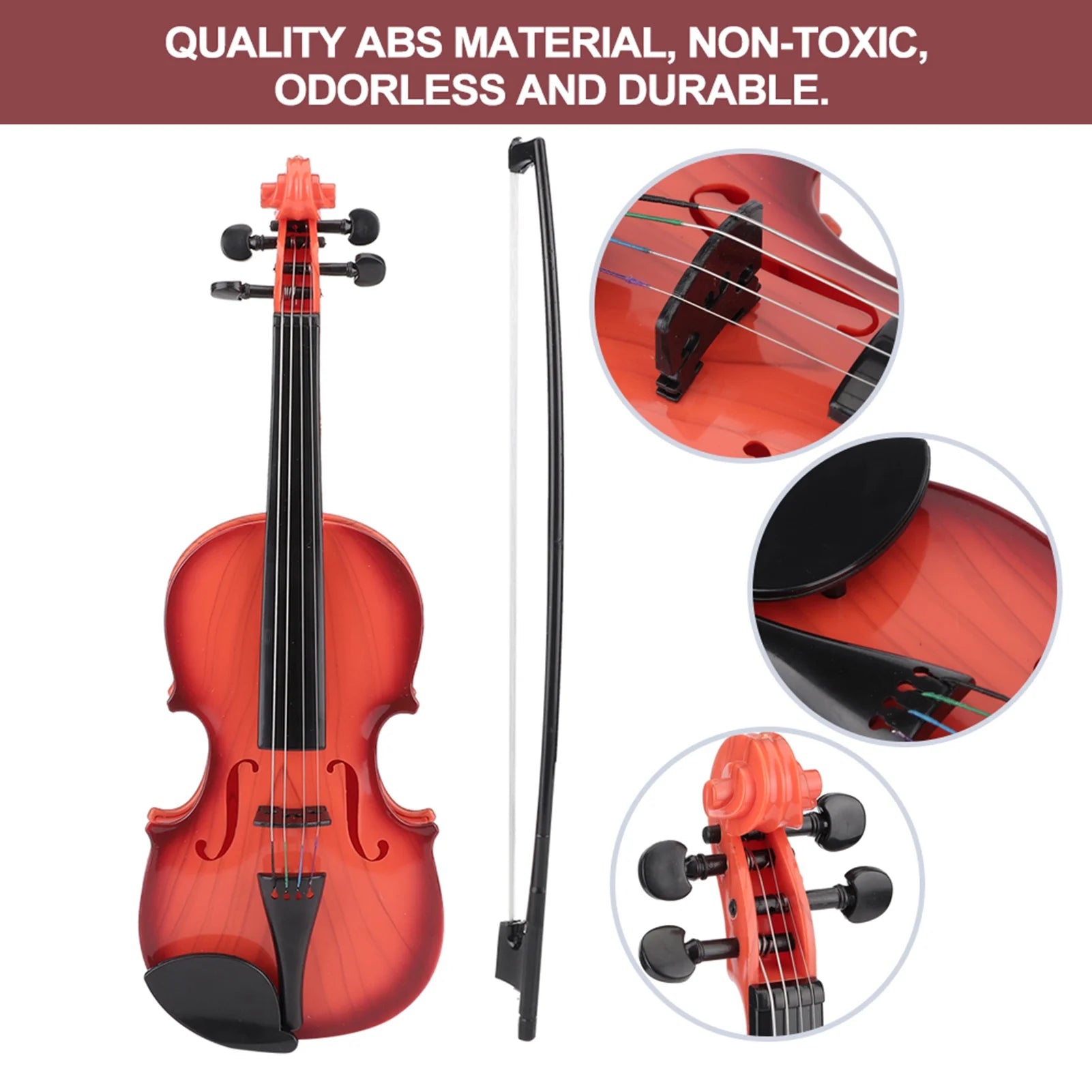 Music Toy, Violin Toy, Simulated Kid Acoustic Violin Toy Acoustic Violin Toy for Children Violin Beginners Light Brown