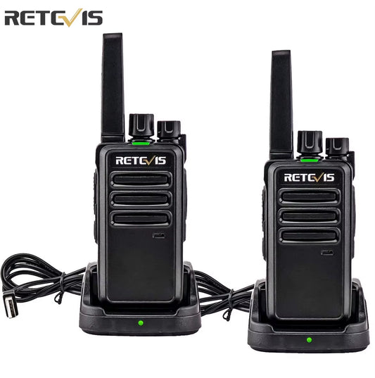 RT668 2 Pcs Rechargeable Walkie Talkie License Free Heavy Duty Long Range USB Charging Base for Road Trip Gifts Camping