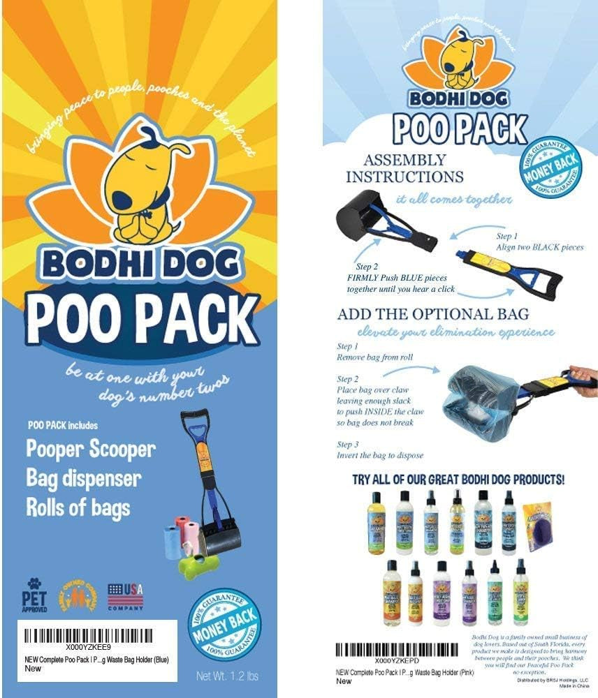 Complete Poo Pack- 24" Pooper Scooper, Poop Bags, & Waste Bag Holder, Ideal for Small to XL Pets - Durable, Easy-To-Use, Great for Grass, Gravel, & Outdoor Cleanups (Blue)
