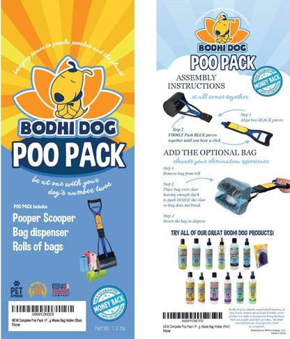 Complete Poo Pack- 24" Pooper Scooper, Poop Bags, & Waste Bag Holder, Ideal for Small to XL Pets - Durable, Easy-To-Use, Great for Grass, Gravel, & Outdoor Cleanups (Blue)