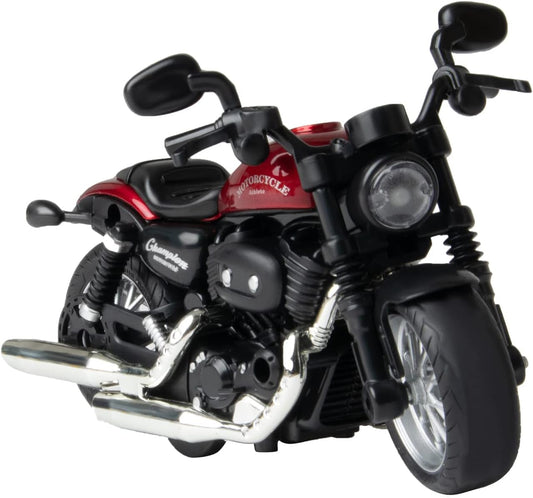 Die Cast Toy Motorcycle,Pull Back Motorcycle with Sounds and Lights 1:14 Friction Powered Kids Toy Cars,Motorcycle Toys Gift for Children over 3 Years Old Birthday (Red)