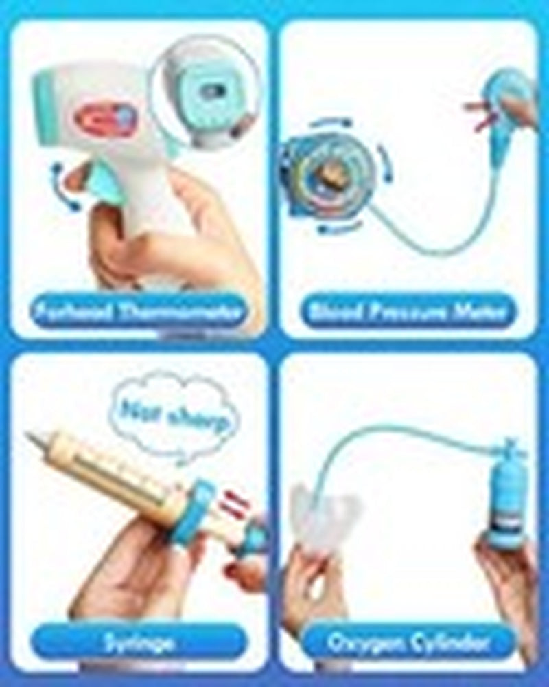 Doctor Kit for Kids Realistic, Kids Doctor Kit Wooden, Pretend Doctor Playset