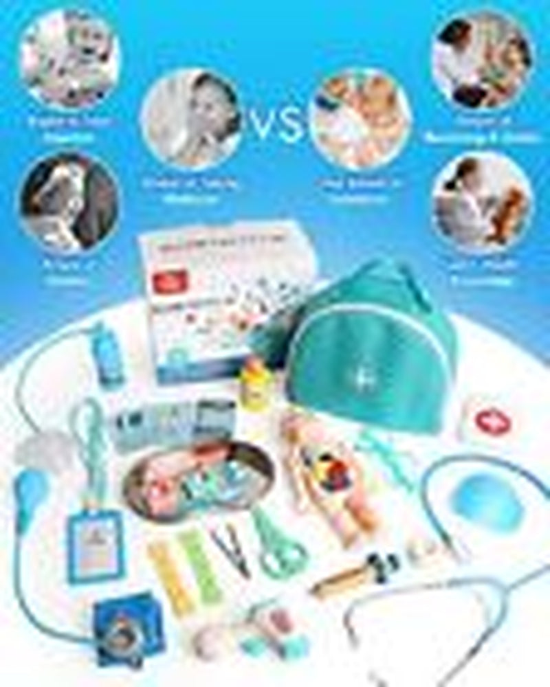 Doctor Kit for Kids Realistic, Kids Doctor Kit Wooden, Pretend Doctor Playset