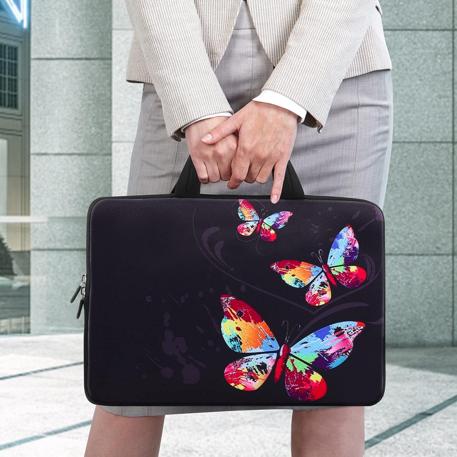 11.6 12 12.1 12.2 Inch Laptop Carrying Case - Protective Notebook/Netbook Sleeve Bag Pouch - Travel Briefcase with Handle (Colorful Butterflies